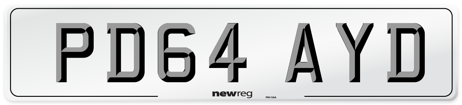 PD64 AYD Number Plate from New Reg